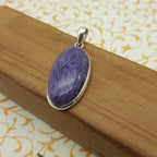 925 Sterling Silver Charoite Pendant – Natural Gemstone Handmade Nepali Jewelry