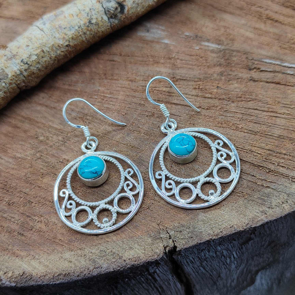 Turquoise Dangle Earring in 925 Silver