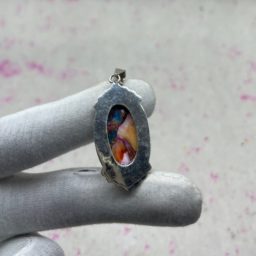 Spiny Oyster Turquoise 925 Sterling Silver Handmade Pendant | Artisan Tribal Jewelry