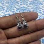 Statement Garnet Gemstone One Of A Kind Dangle Earrings 925 Sterling Silver