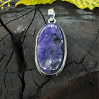 Charoite Bold Setting 925 Silver Pendant Handmade Ethnic Style