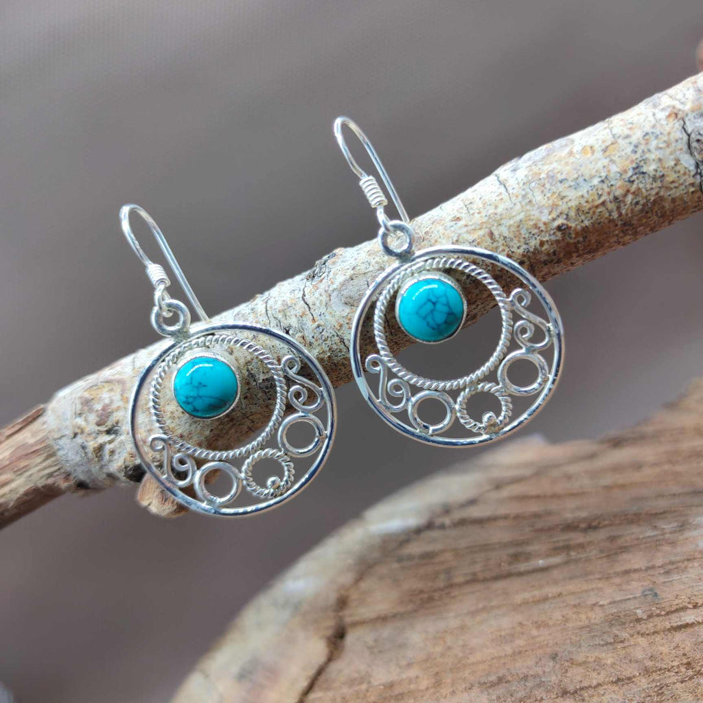 Turquoise Dangle Earring in 925 Silver