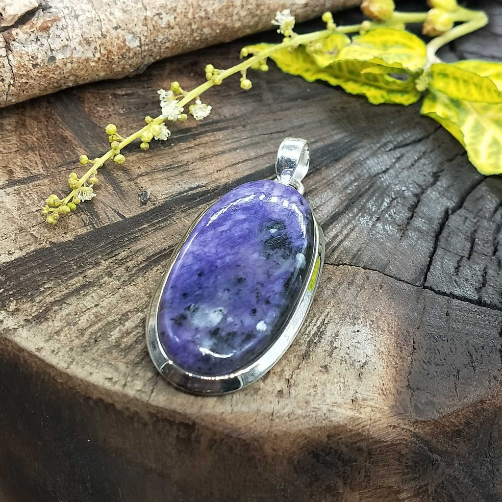 Charoite Bold Setting 925 Silver Pendant Handmade Ethnic Style