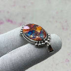 Spiny Oyster Turquoise 925 Sterling Silver Handmade Pendant | Artisan Tribal Jewelry