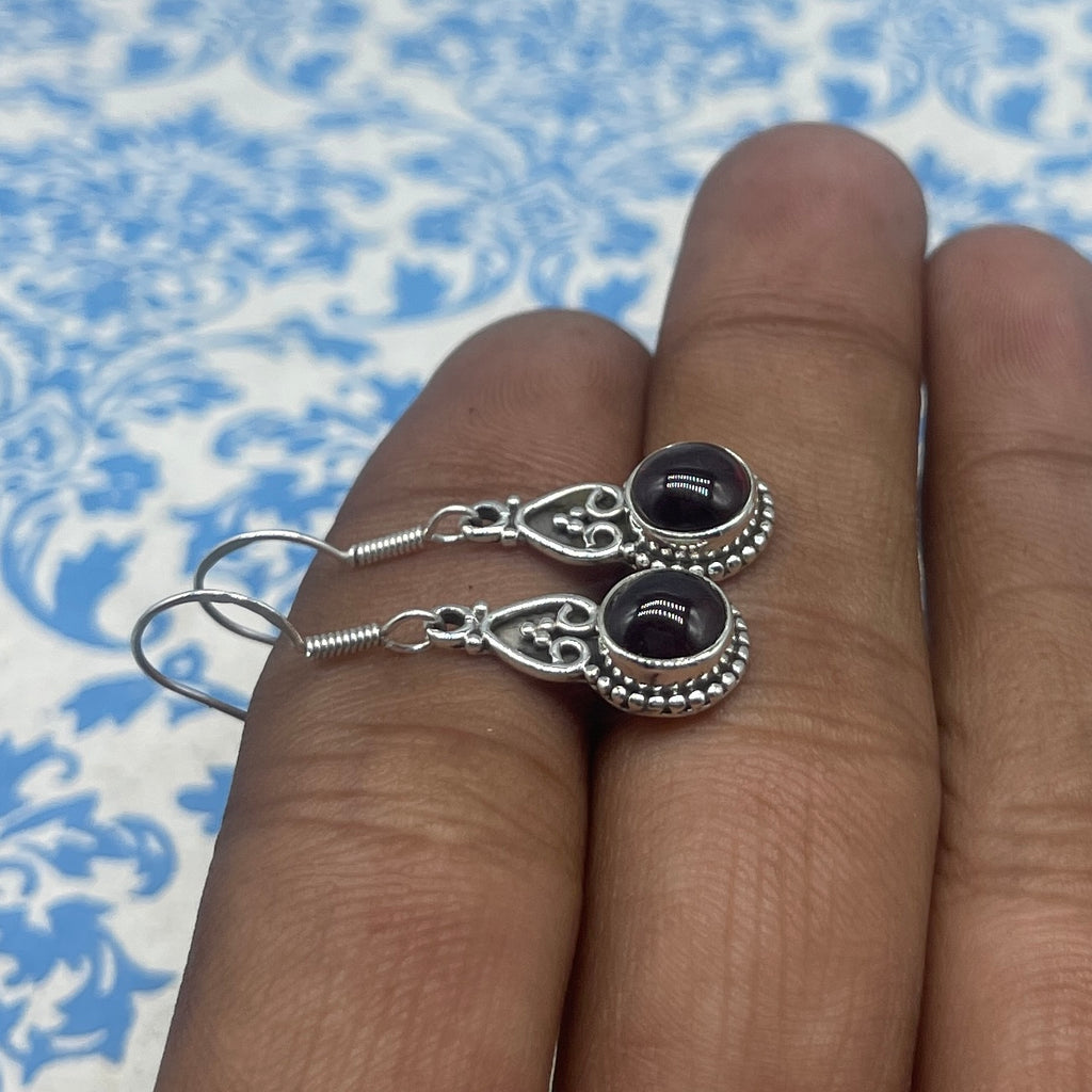 Statement Garnet Gemstone One Of A Kind Dangle Earrings 925 Sterling Silver