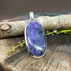 Charoite Bold Setting 925 Silver Pendant Handmade Ethnic Style