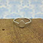 Rainbow Moonstone Bezel Thin Band 925 Sterling Silver Ring