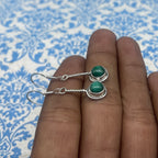 Natural Malachite Dangle Earrings with 925 Sterling Silver