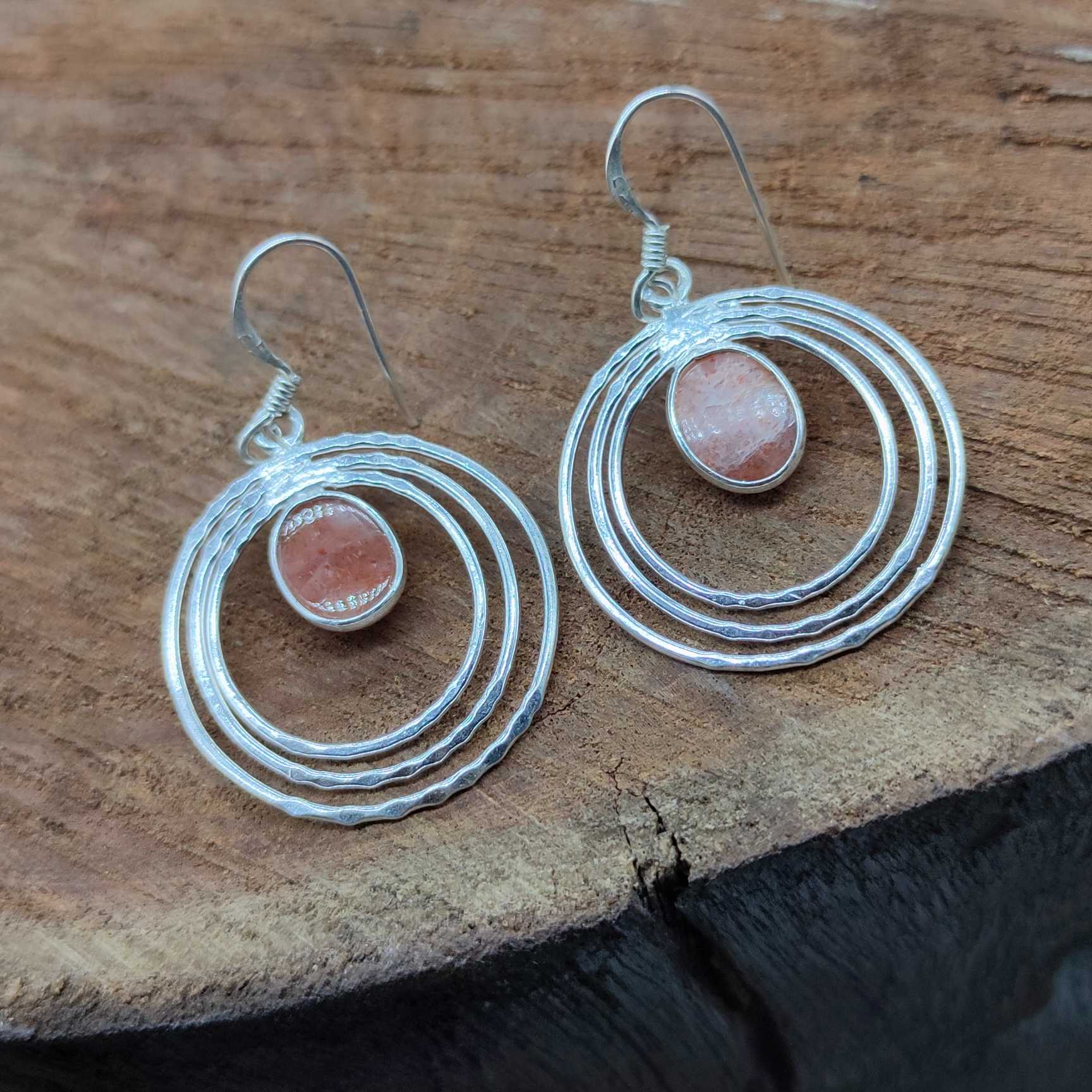 Sunstone Oval Shape Dangle Earring in 925 Sterling Silver