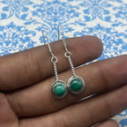 Natural Malachite Dangle Earrings with 925 Sterling Silver
