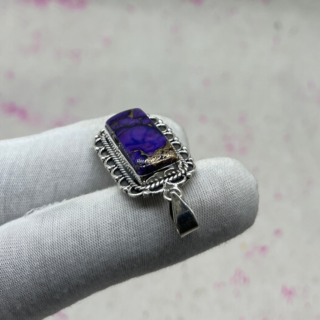 Purple Mohave Turquoise 925 Sterling Silver Handmade Pendant | Statement Bohemian Pendant