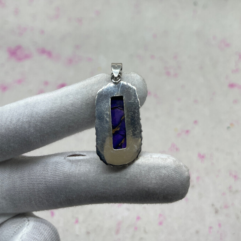 Purple Mohave Turquoise 925 Sterling Silver Handmade Pendant | Statement Bohemian Pendant