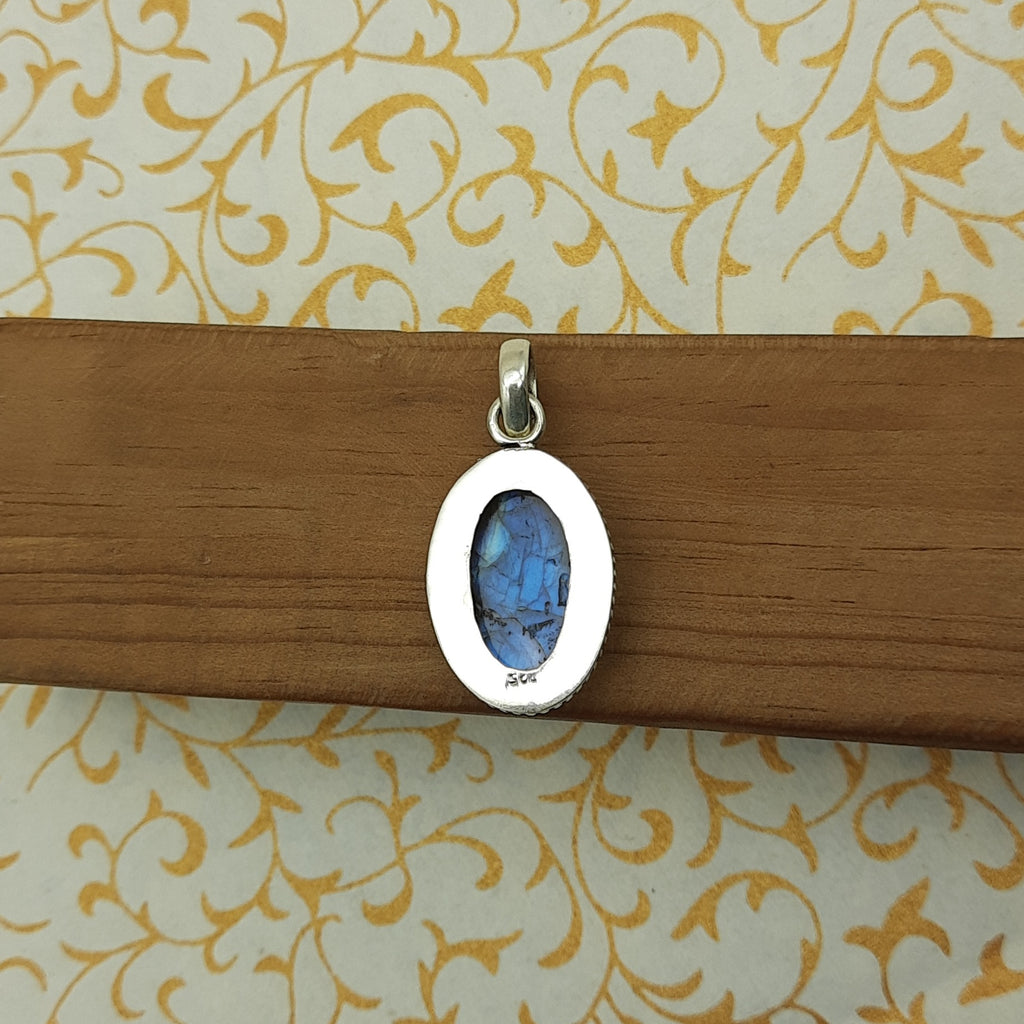 925 Sterling Silver Labradorite Pendant – Natural Gemstone Artisan Bohemian Pendant