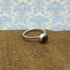 925 Sterling Silver Star Ruby Gemstone Twisted Wire Ring