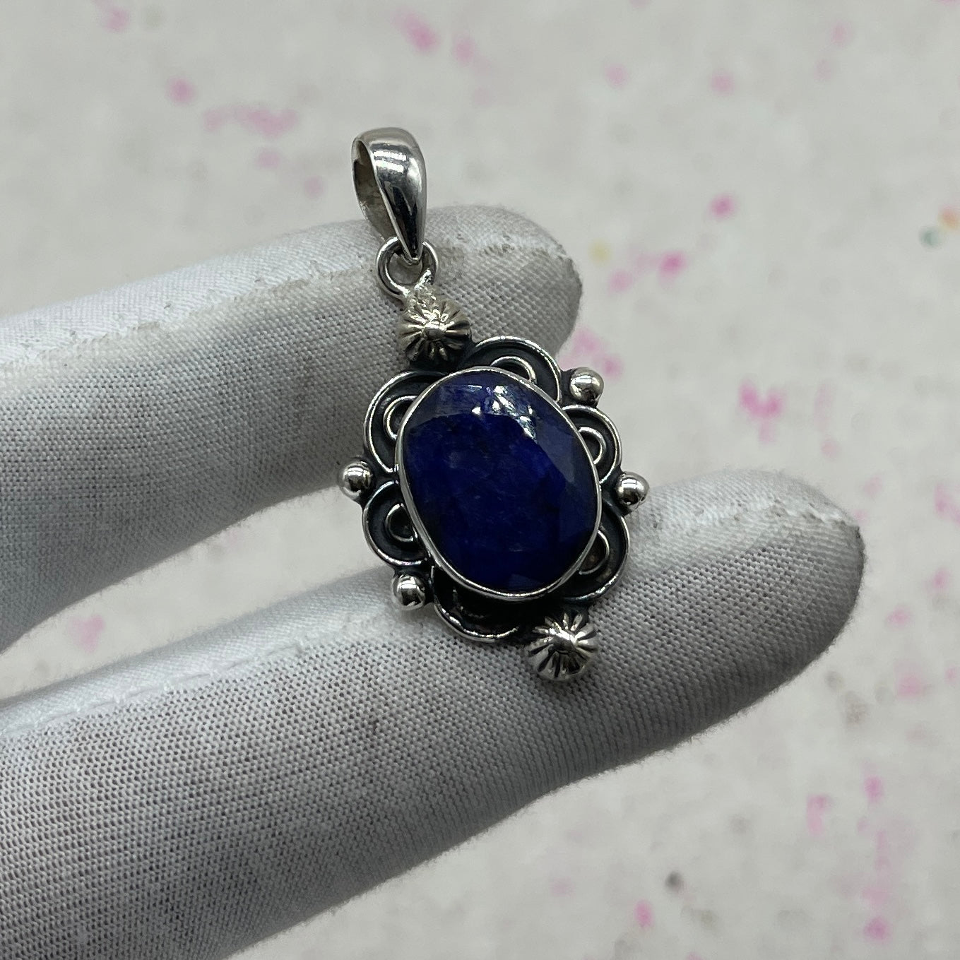 Dyed Sapphire 925 Sterling Silver Handmade Pendant | Elegant Artisan Jewelry