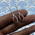 Boho Carnelian 925 Silver Marquise Earrings – Elegant Everyday Wear