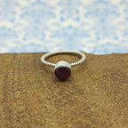 925 Sterling Silver Star Ruby Gemstone Twisted Wire Ring