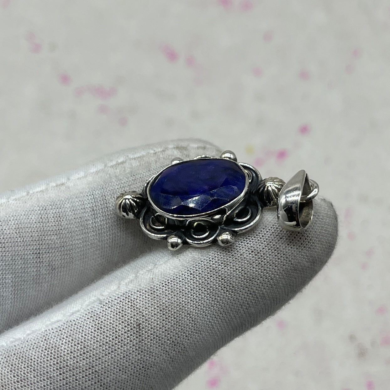 Dyed Sapphire 925 Sterling Silver Handmade Pendant | Elegant Artisan Jewelry