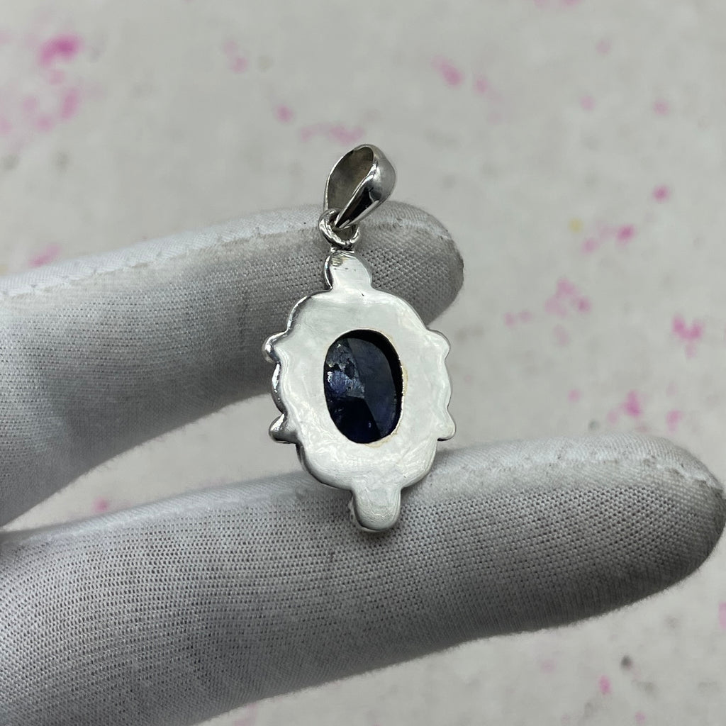 Dyed Sapphire 925 Sterling Silver Handmade Pendant | Elegant Artisan Jewelry