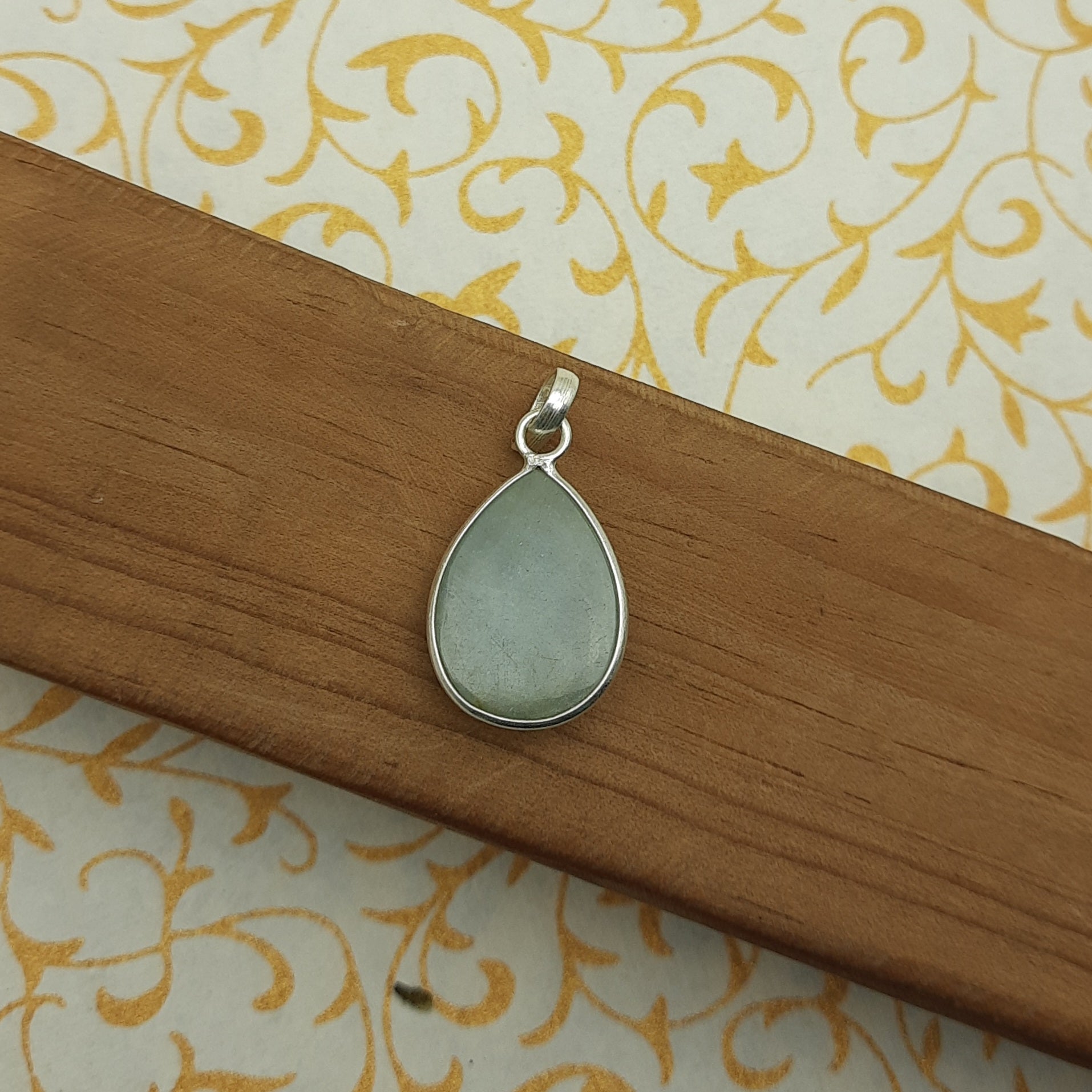 925 Sterling Silver Aquamarine Pendant – Natural Gemstone Nepali Handmade Jewelry