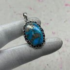 Blue Mohave Turquoise 925 Sterling Silver Handmade Pendant | Classic Boho Pendant