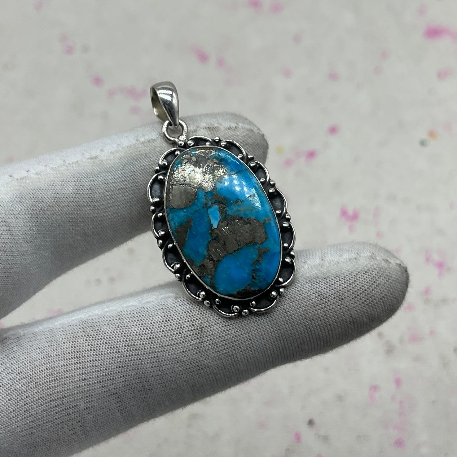 Blue Mohave Turquoise 925 Sterling Silver Handmade Pendant | Classic Boho Pendant