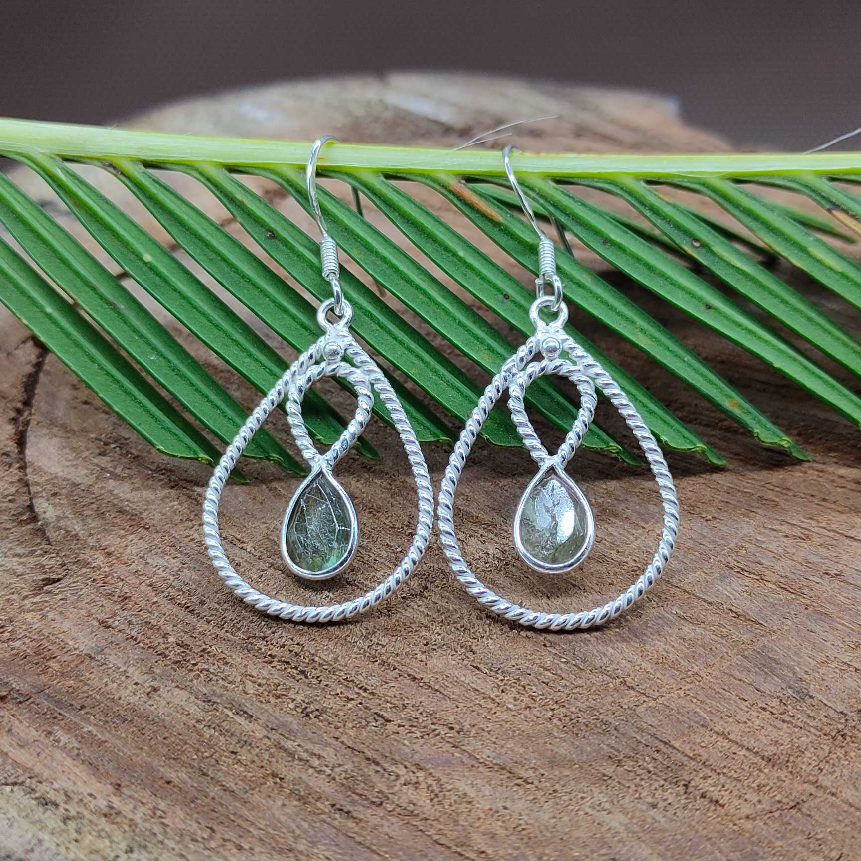 Labradorite Dangle Earring in 925 Silver