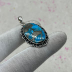 Blue Mohave Turquoise 925 Sterling Silver Handmade Pendant | Classic Boho Pendant