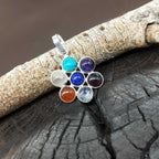 7 Chakra Healing Spiritual Bezel 925 Silver Dainty Necklace