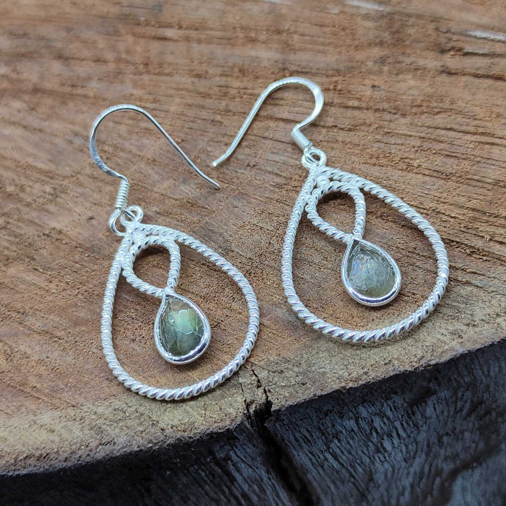 Labradorite Dangle Earring in 925 Silver
