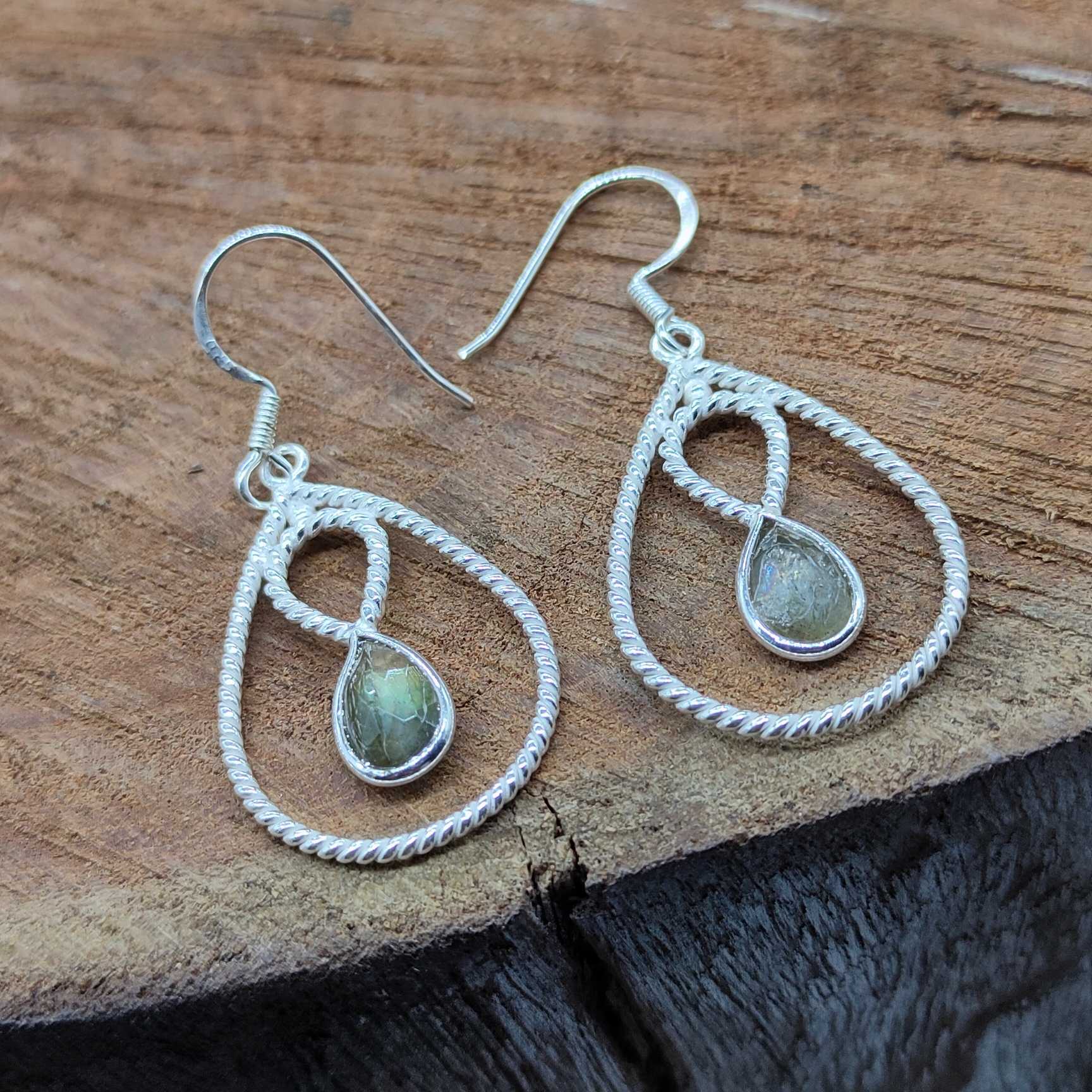 Labradorite Dangle Earring in 925 Silver