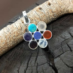 7 Chakra Healing Spiritual Bezel 925 Silver Dainty Necklace