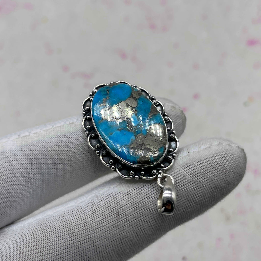 Blue Mohave Turquoise 925 Sterling Silver Handmade Pendant | Classic Boho Pendant