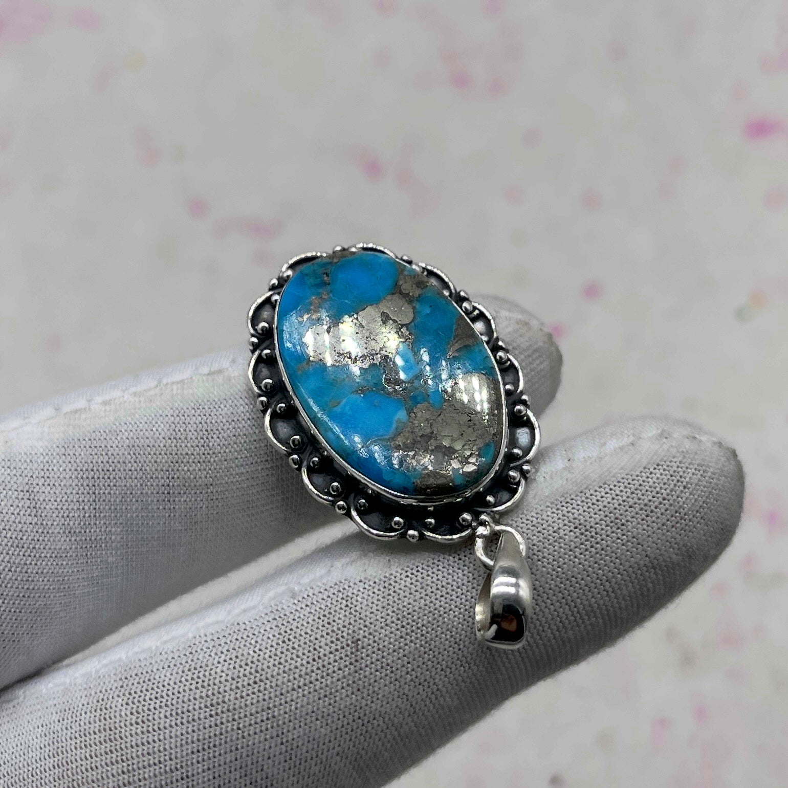 Blue Mohave Turquoise 925 Sterling Silver Handmade Pendant | Classic Boho Pendant