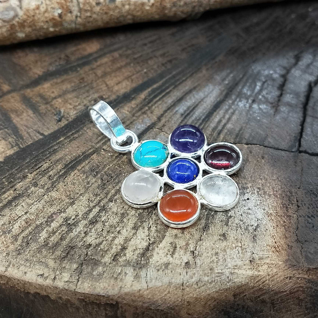 7 Chakra Healing Spiritual Bezel 925 Silver Dainty Necklace