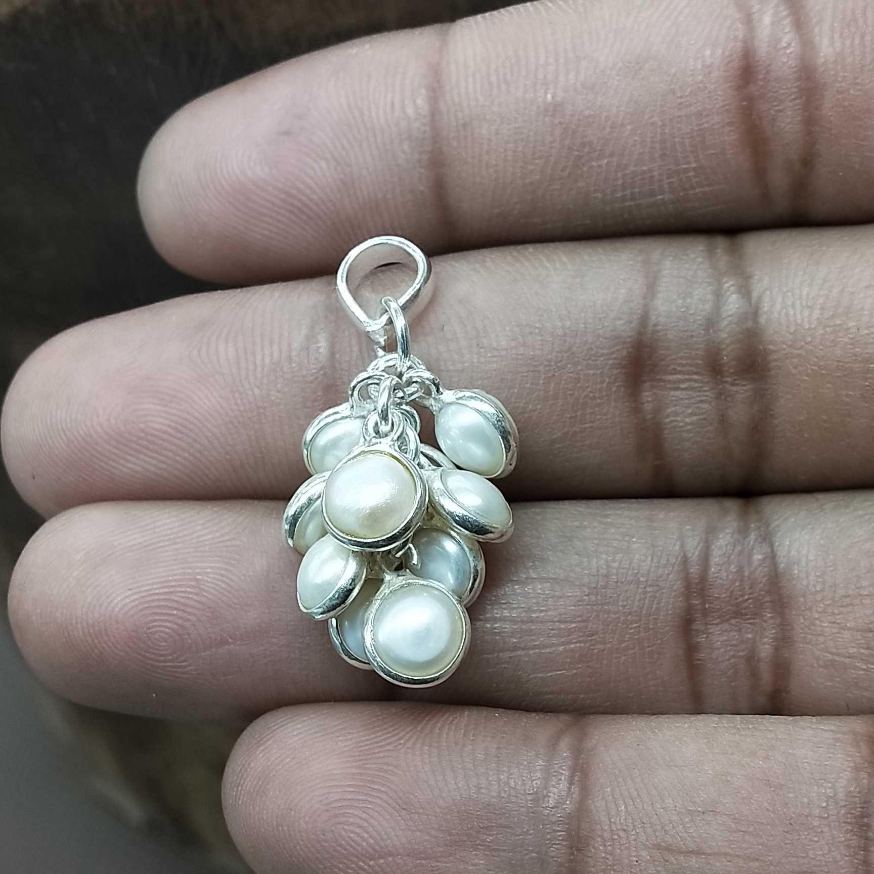 Freshwater Pearl 925 Silver Grape Design Artisan Pendant