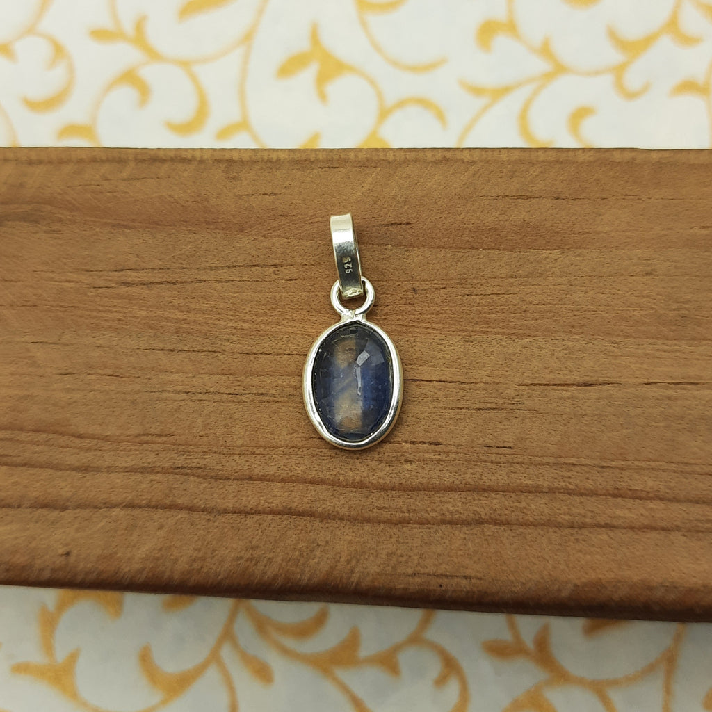 925 Sterling Silver Kyanite Pendant – Natural Faceted Gemstone Bezel Set | Prosperity Crystal Jewelry