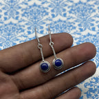 Handcrafted Lapis Lazuli Earrings – 925 Sterling Silver Round Shape Gemstone