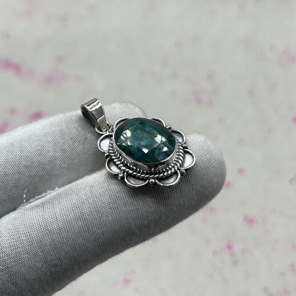 Dyed Emerald 925 Sterling Silver Handmade Pendant | Bold Statement Jewelry