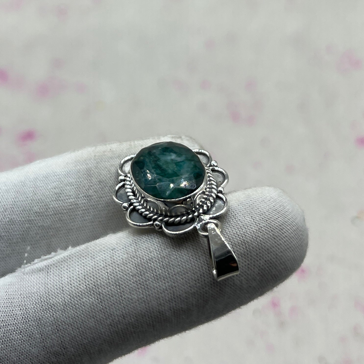 Dyed Emerald 925 Sterling Silver Handmade Pendant | Bold Statement Jewelry