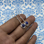 Handcrafted Lapis Lazuli Earrings – 925 Sterling Silver Round Shape Gemstone