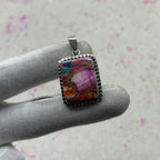 Pink Dahlia Stone 925 Sterling Silver Handmade Pendant | Contemporary Boho Pendant