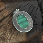 925 Silver Natural Malachite Cabochon Handcrafted Pendant