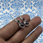 Statement Garnet Gemstone One Of A Kind Dangle Earrings 925 Sterling Silver