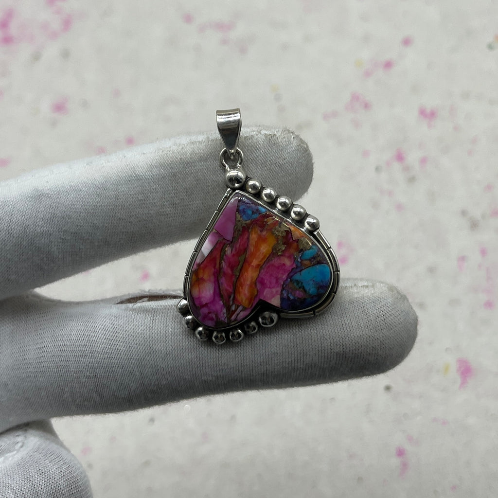 Pink Dahlia Stone 925 Sterling Silver Handmade Pendant | Handmade Artistic Jewelry