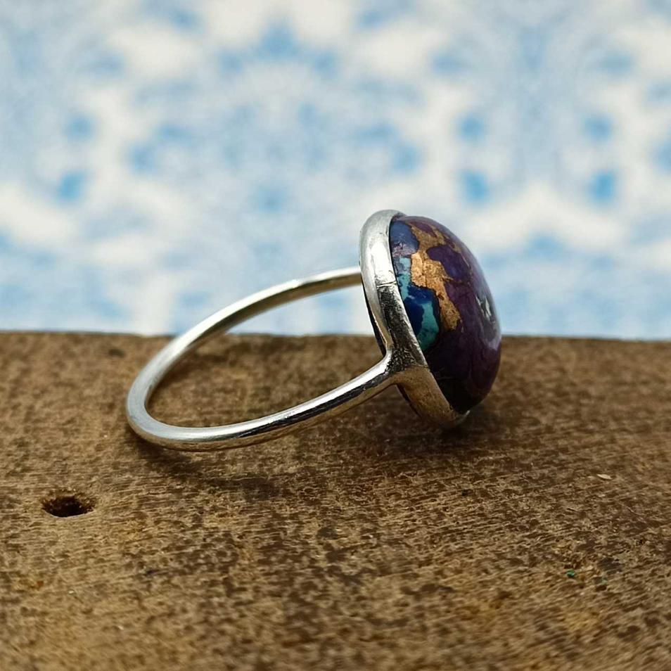 Purple Mohave Turquoise 925 Sterling Silver Minimalist Midi Ring