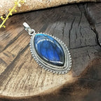 Marquise Blue Flash Labradorite 925 Silver Designer Pendant