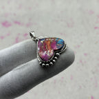 Pink Dahlia Stone 925 Sterling Silver Handmade Pendant | Handmade Artistic Jewelry