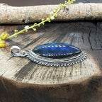 Marquise Blue Flash Labradorite 925 Silver Designer Pendant
