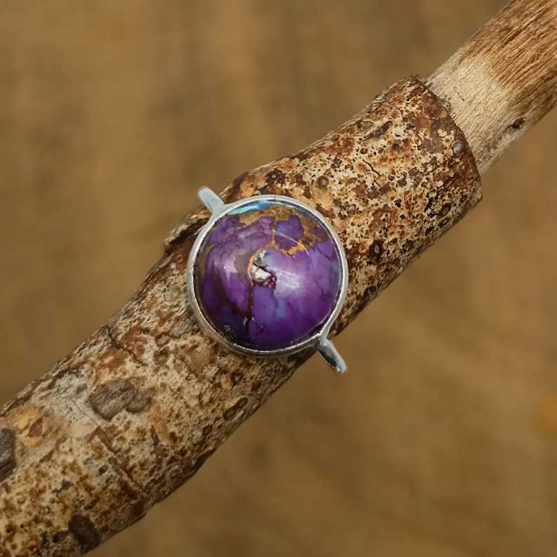 Purple Mohave Turquoise 925 Sterling Silver Minimalist Midi Ring